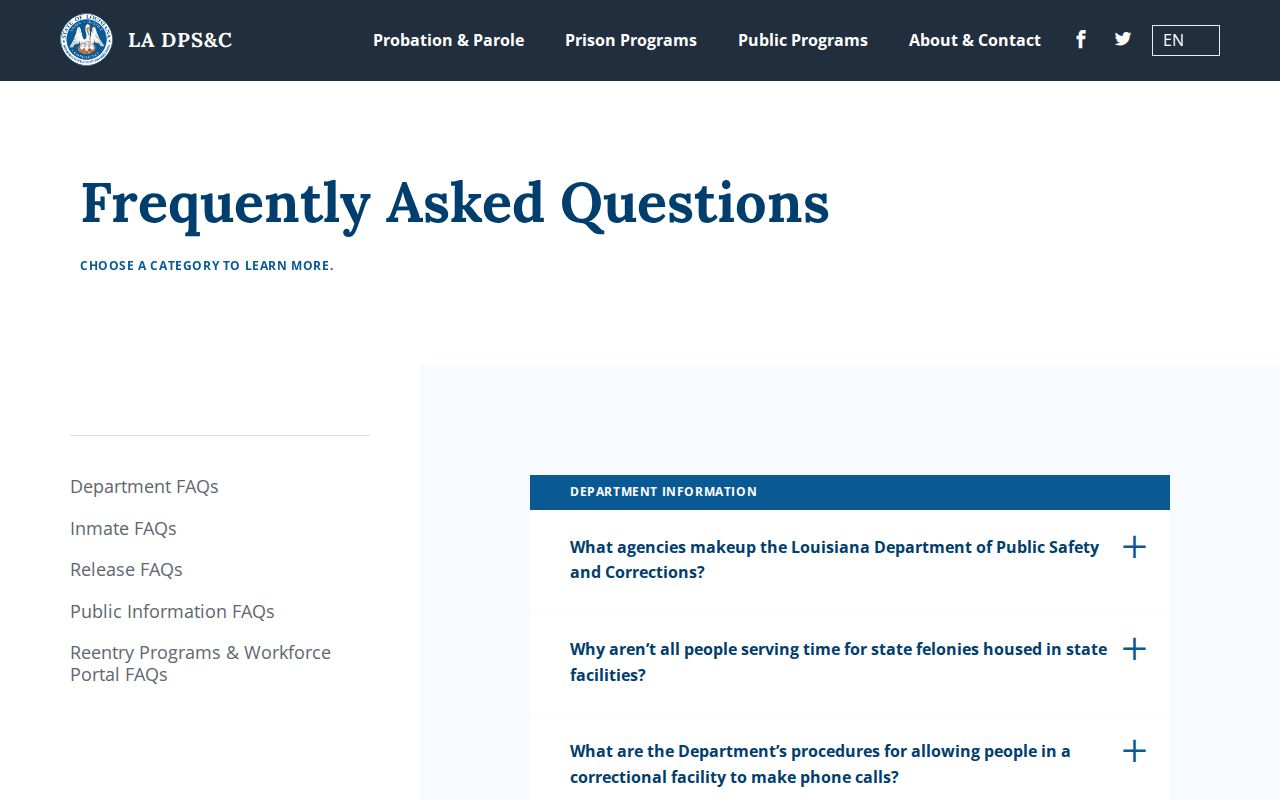 Louisiana DPS&C FAQ about projected release and discharge records
