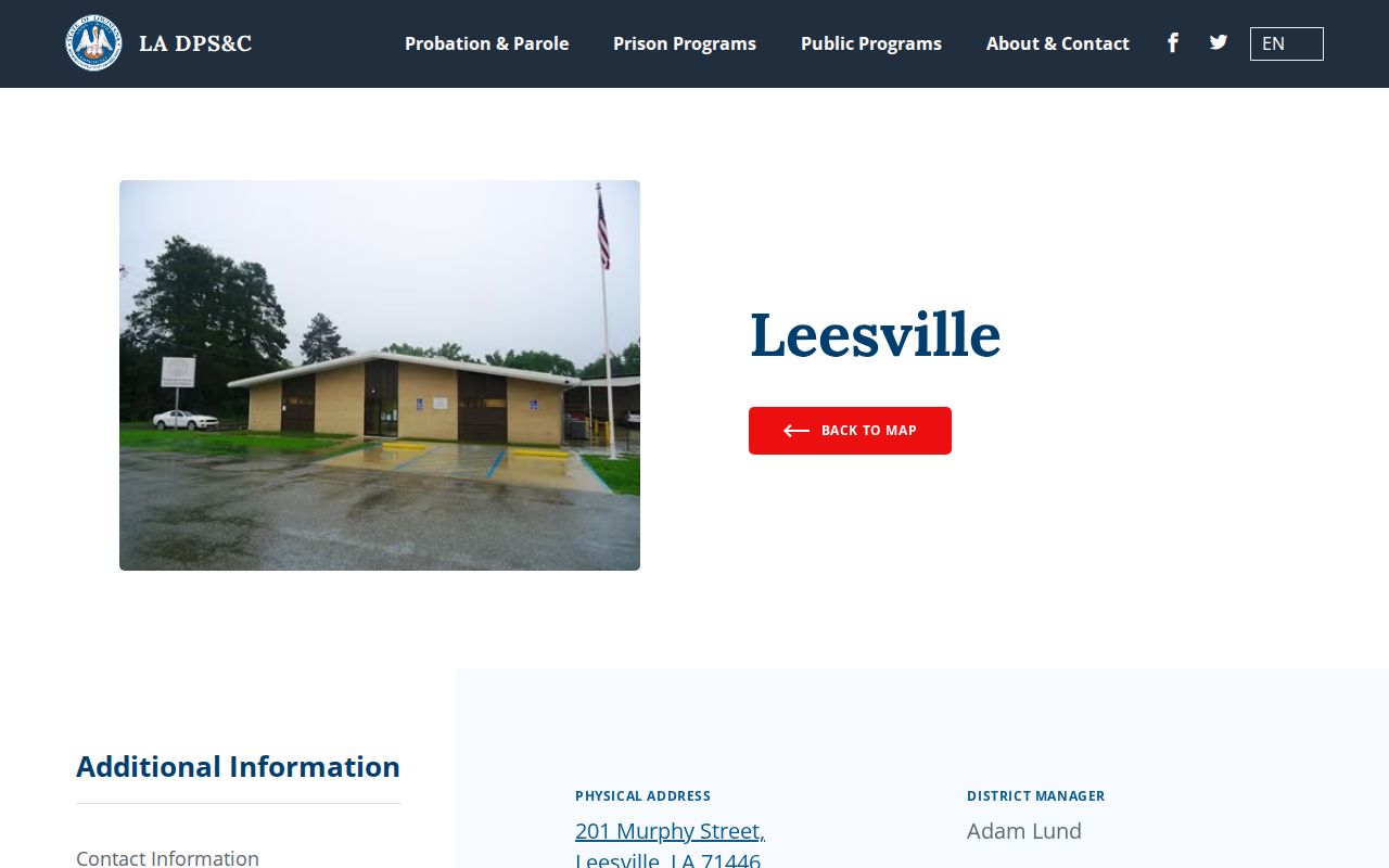 Louisiana DPS and Corrections Leesville Probation and Parole office page